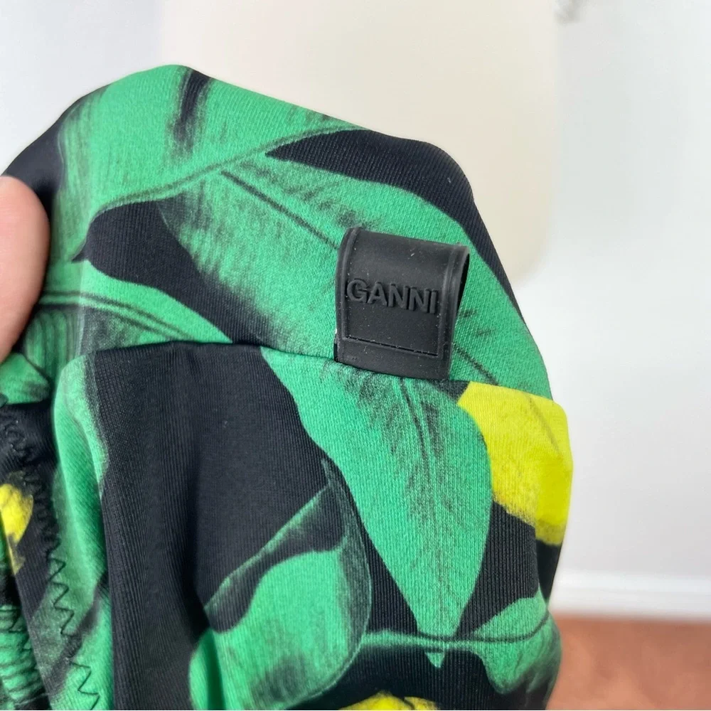 {Ganni} Banana Print Belted One-Piece Swimsuit, Plus Size 4XL/22